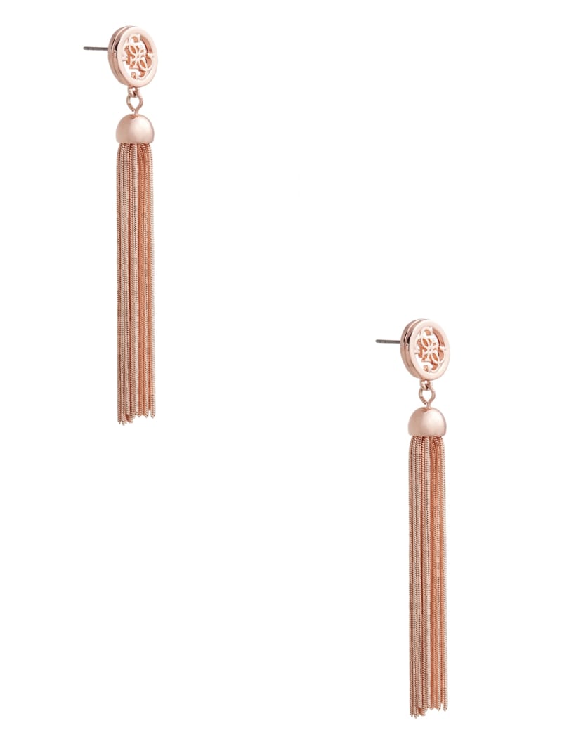 Guess Rose Gold-Tone Quattro G Tassel Earrings - Rose Gold Guess Rose Gold-Tone Quattro G Tassel Earrings - Rose Gold