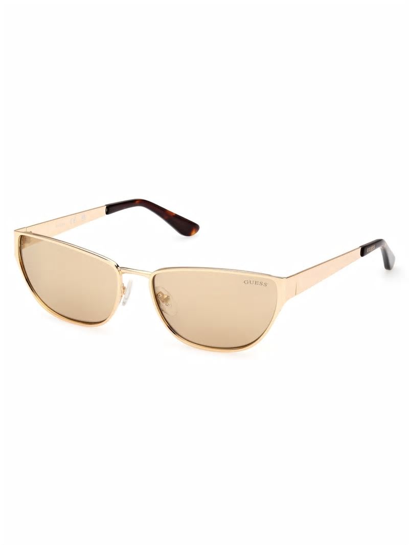 Guess Gia Metal Cat-Eye Sunglasses - Gold W/Tort Arm Guess Gia Metal Cat-Eye Sunglasses - Gold W/Tort Arm