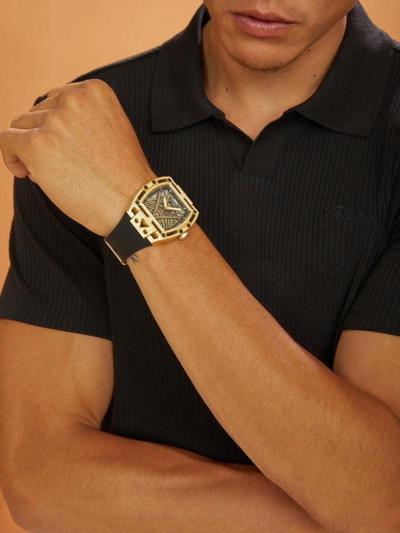 Guess Legend Cut-Through Silicon Analog Watch - Black Snakeskin Guess Legend Cut-Through Silicon Analog Watch - Black Snakeskin
