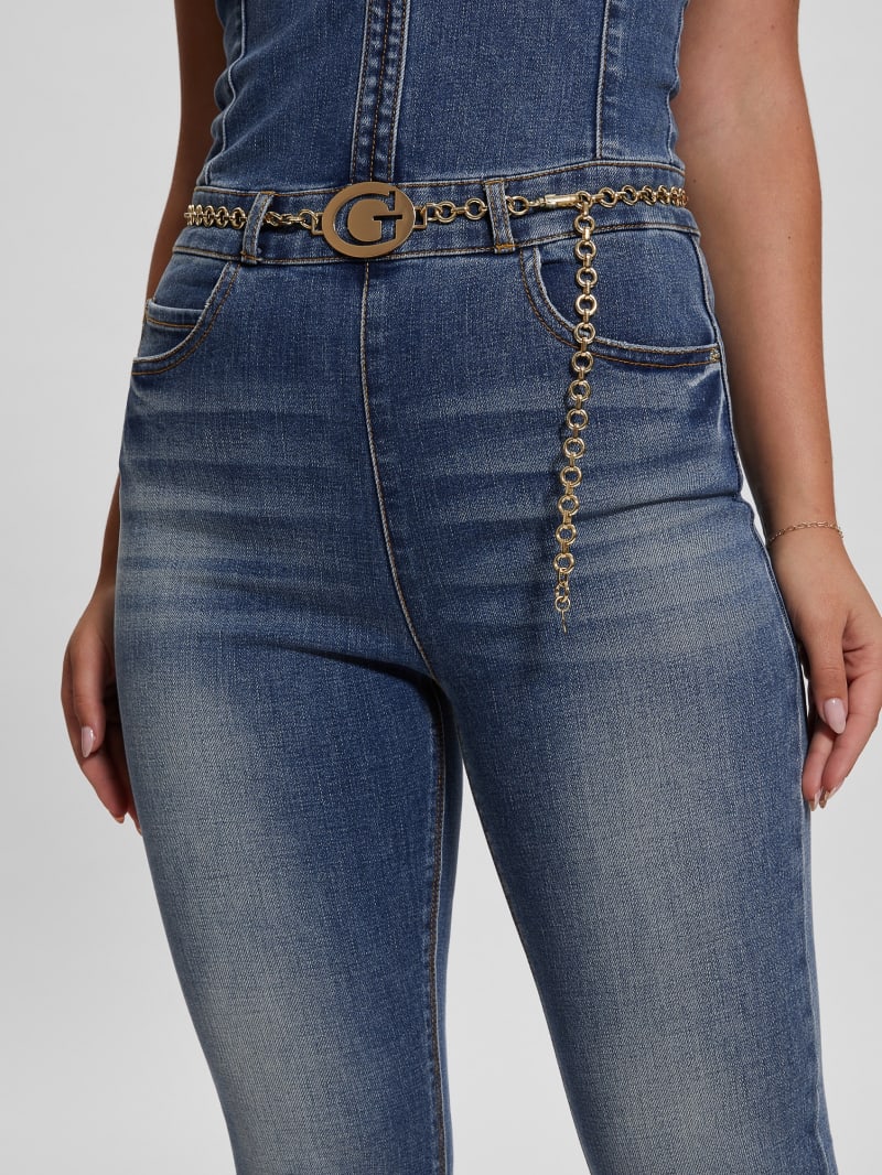 Guess Chain G-Belt Denim Jumpsuit - Lunar Blue Wash Guess Chain G-Belt Denim Jumpsuit - Lunar Blue Wash
