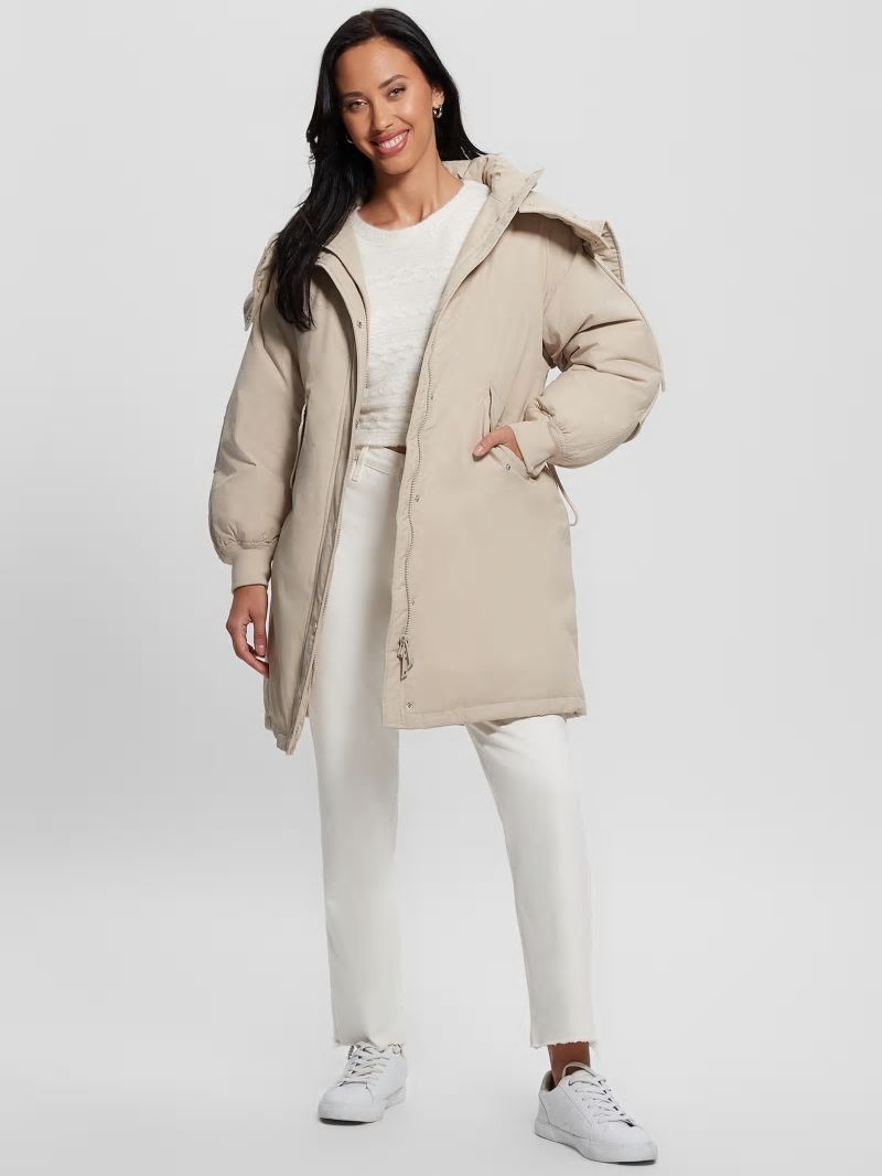 Guess Rolanda Hooded Puffer Jacket - Pearl Oyster Guess Rolanda Hooded Puffer Jacket - Pearl Oyster