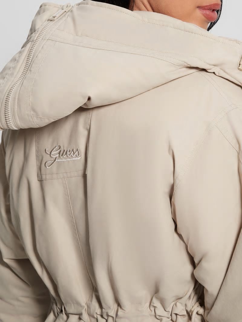 Guess Rolanda Hooded Puffer Jacket - Pearl Oyster Guess Rolanda Hooded Puffer Jacket - Pearl Oyster