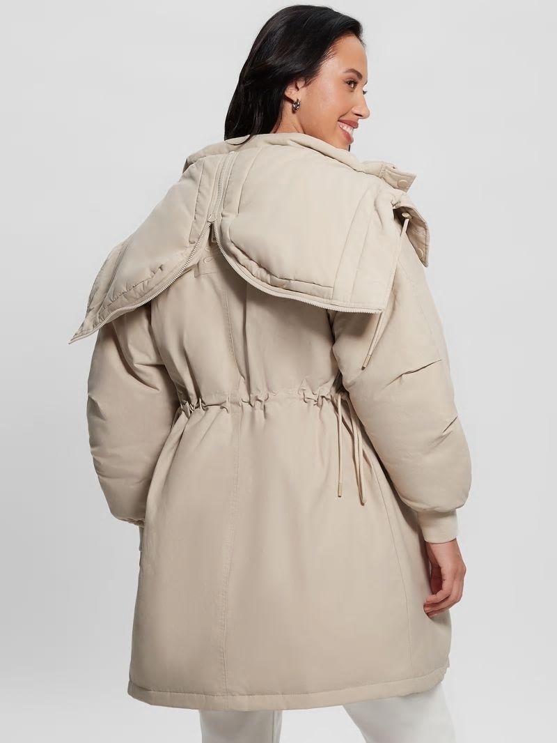 Guess Rolanda Hooded Puffer Jacket - Pearl Oyster Guess Rolanda Hooded Puffer Jacket - Pearl Oyster