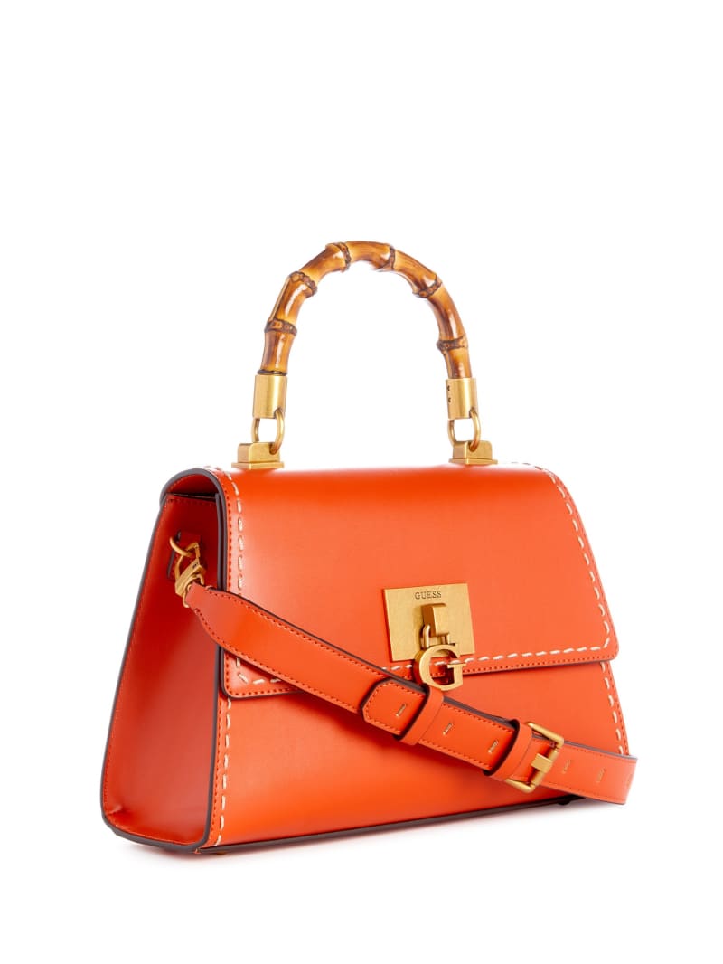 Guess Stephi Bamboo Handle Mini Satchel - Orange Guess Stephi Bamboo Handle Mini Satchel - Orange