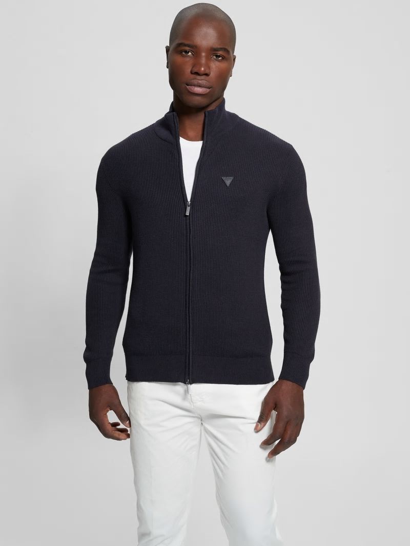 Guess Eco Burton Full-Zip Cardigan - Bleu éLéGant Guess Eco Burton Full-Zip Cardigan - Bleu éLéGant