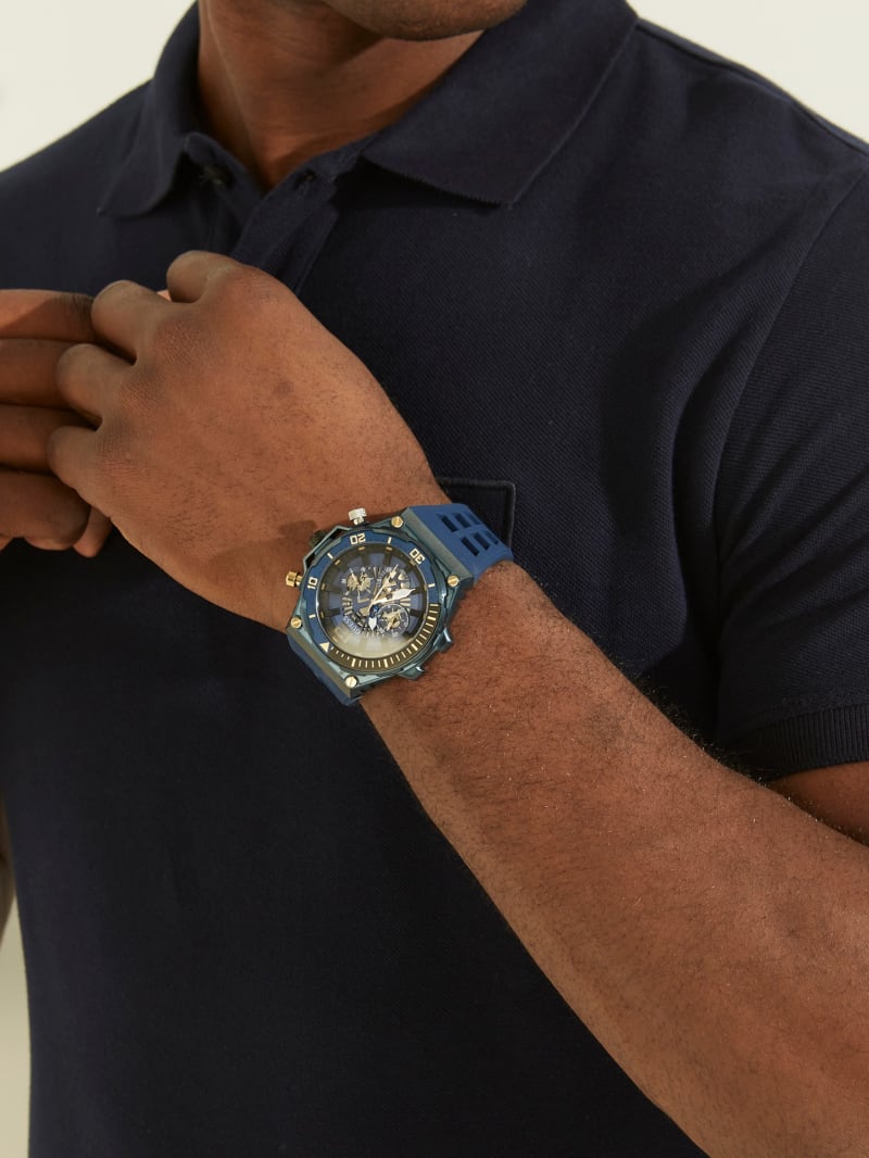 Guess Blue Exposed Dial Multifunction Watch - Rainbow Guess Blue Exposed Dial Multifunction Watch - Rainbow
