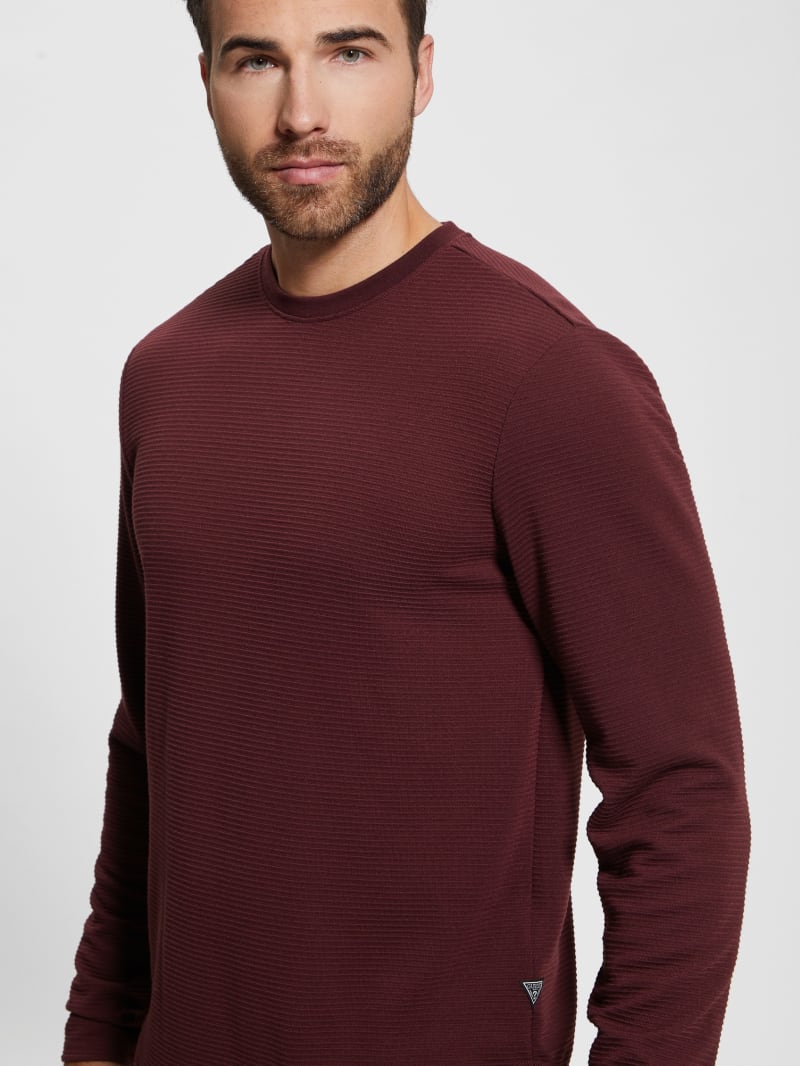 Guess Textured Long-sleeve Tee - Red Noir Guess Textured Long-sleeve Tee - Red Noir