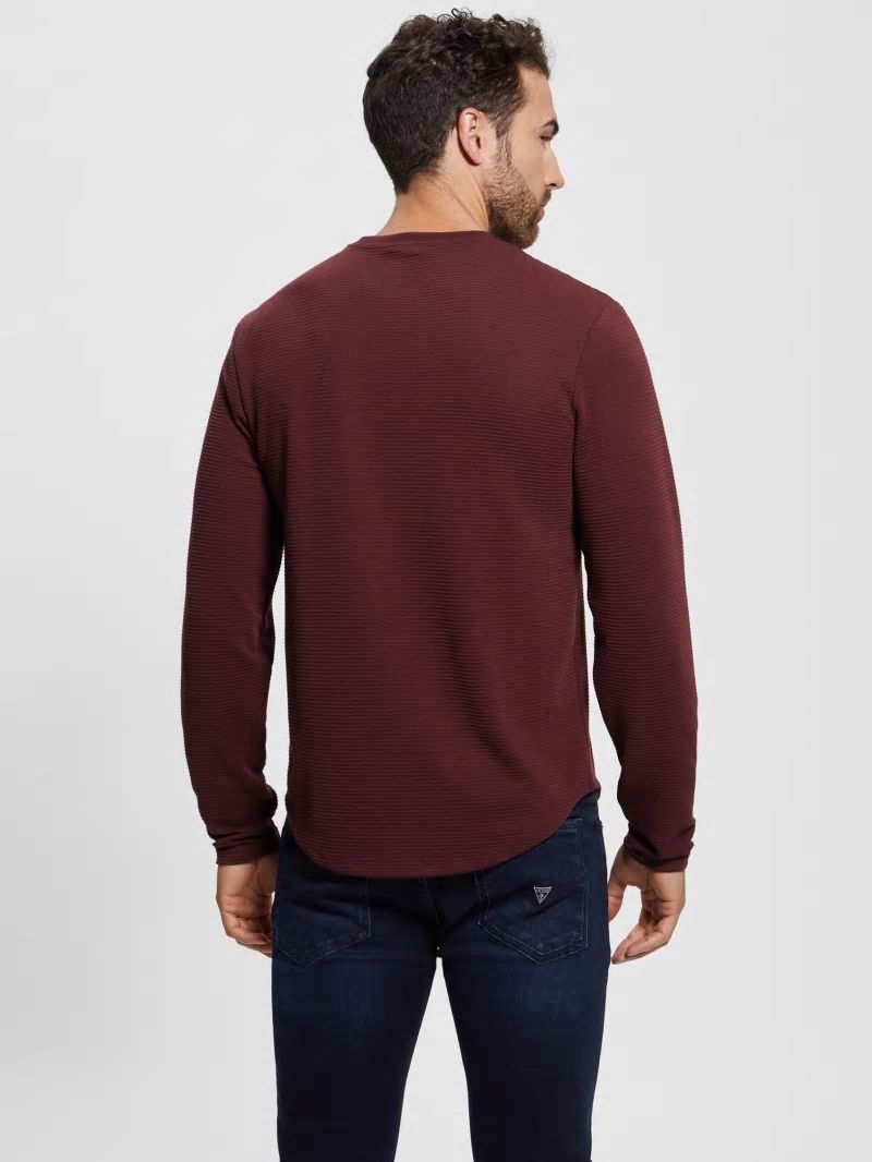 Guess Textured Long-sleeve Tee - Red Noir Guess Textured Long-sleeve Tee - Red Noir
