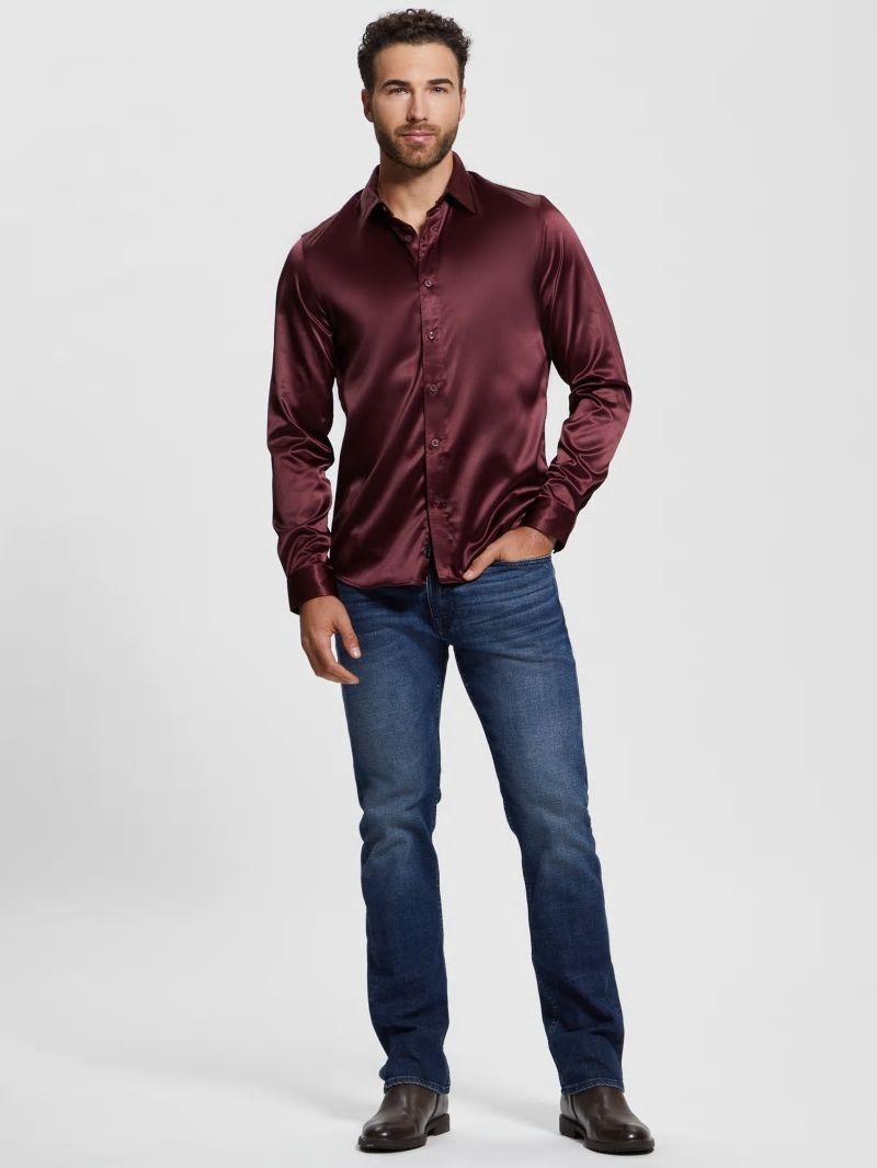 Guess Long-Sleeve Regal Shirt - Red Noir Guess Long-Sleeve Regal Shirt - Red Noir