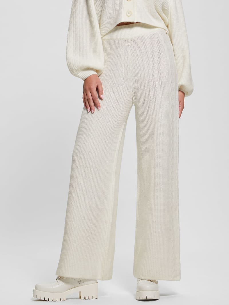 Guess Rylie Cable Wide-Leg Pants - Dove White Guess Rylie Cable Wide-Leg Pants - Dove White