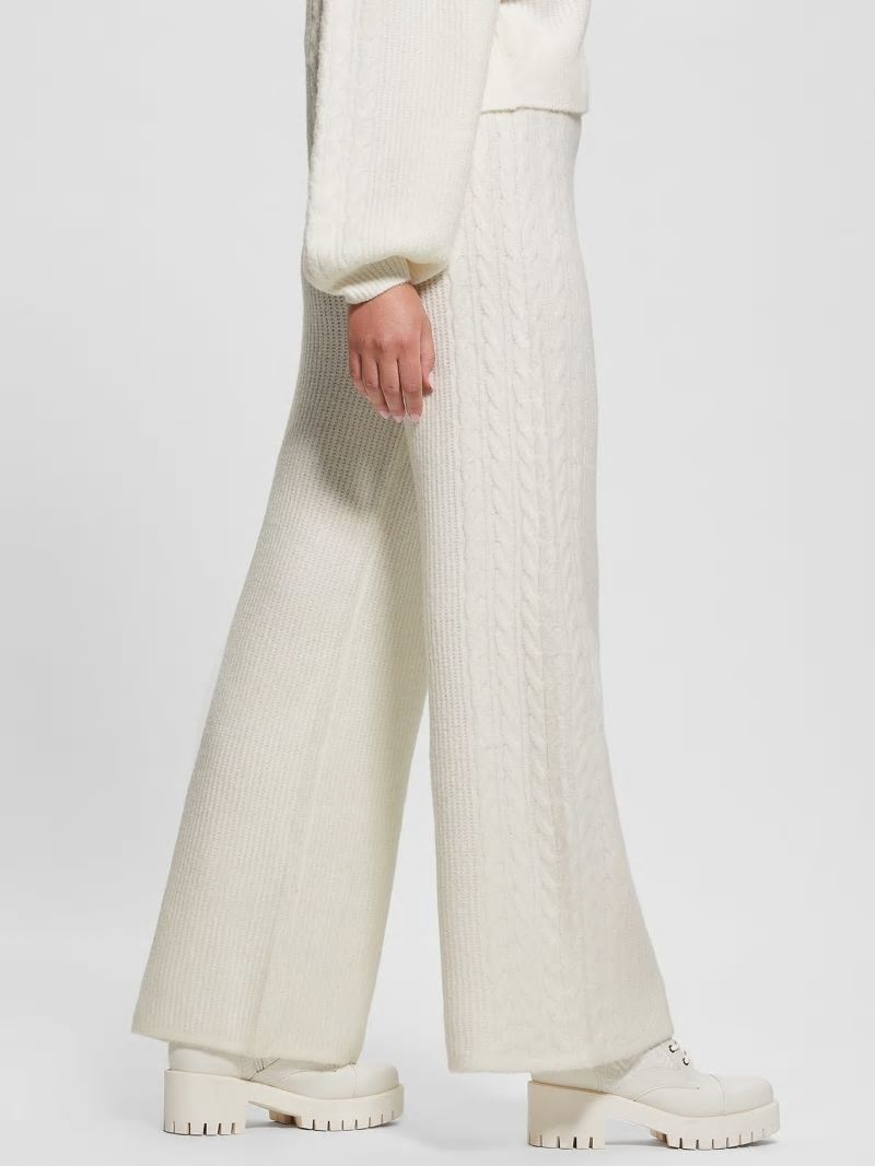 Guess Rylie Cable Wide-Leg Pants - Dove White Guess Rylie Cable Wide-Leg Pants - Dove White