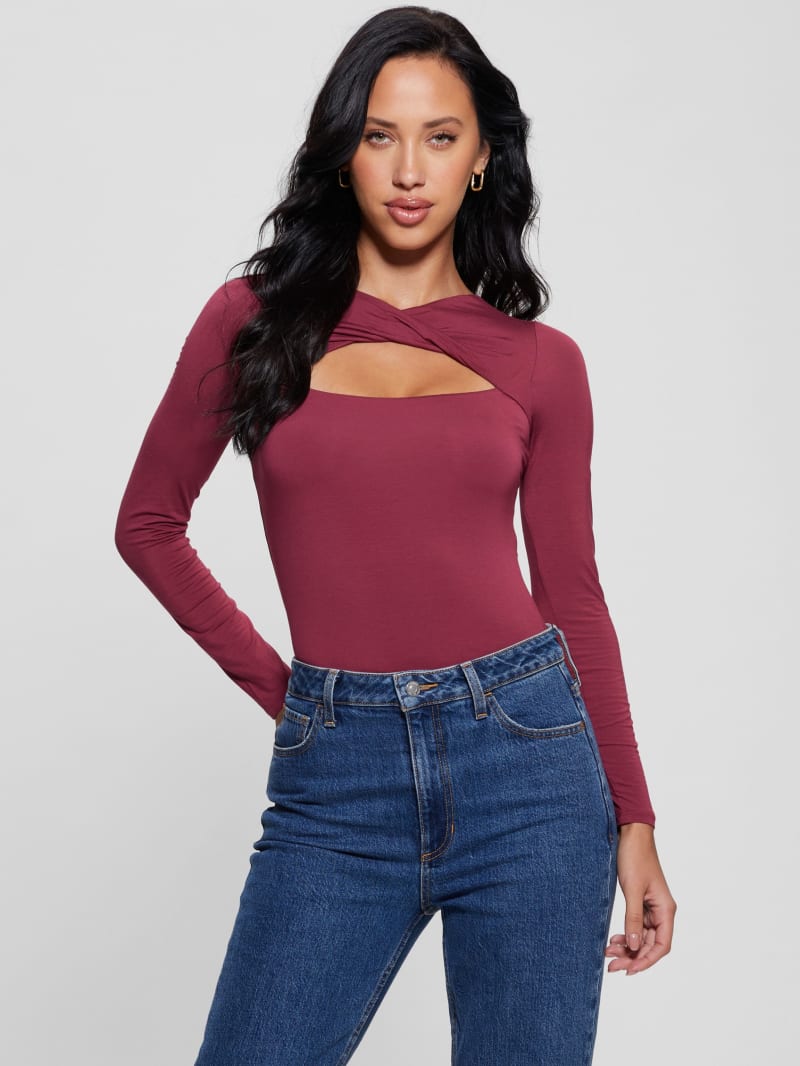 Guess Eco Mena Twisted Top - Tahiti Red Guess Eco Mena Twisted Top - Tahiti Red