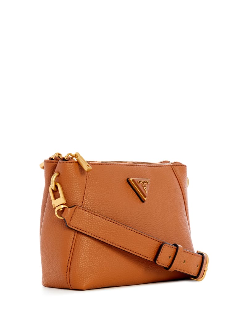 Guess Laryn Pebbled Dual-Zip Crossbody - Cognac Guess Laryn Pebbled Dual-Zip Crossbody - Cognac