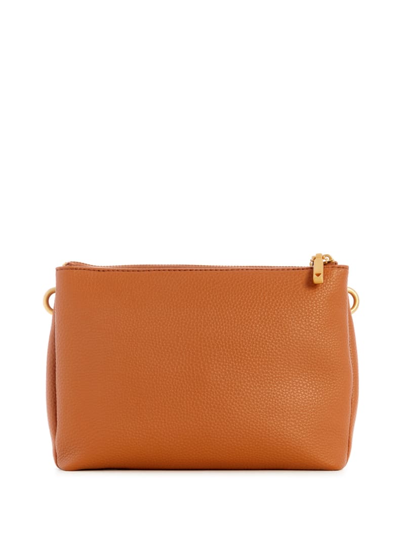 Guess Laryn Pebbled Dual-Zip Crossbody - Cognac Guess Laryn Pebbled Dual-Zip Crossbody - Cognac