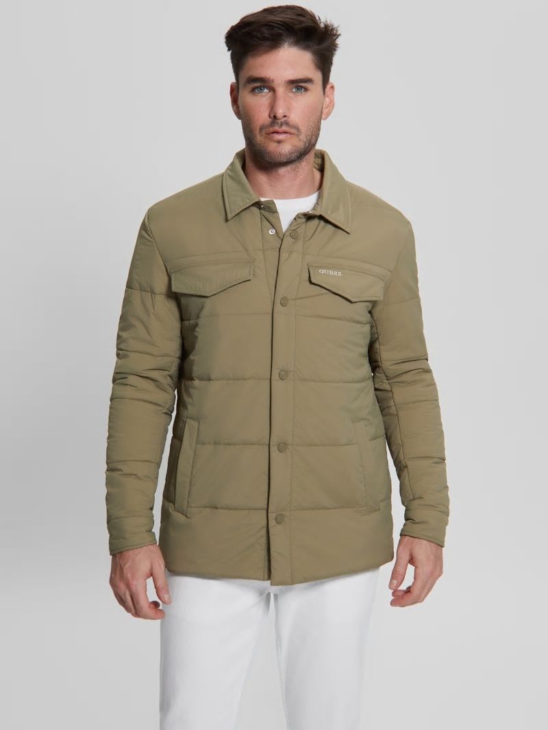 Guess Eco Quilted Shacket - Khaki Way Guess Eco Quilted Shacket - Khaki Way