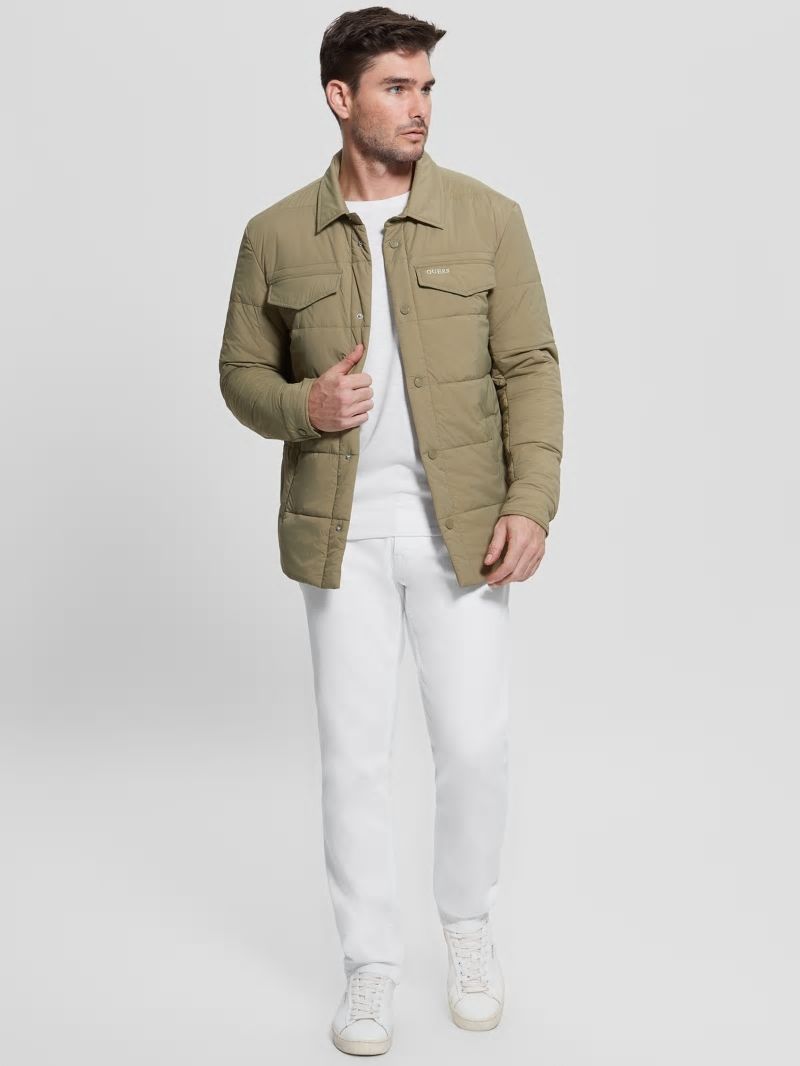 Guess Eco Quilted Shacket - Khaki Way Guess Eco Quilted Shacket - Khaki Way