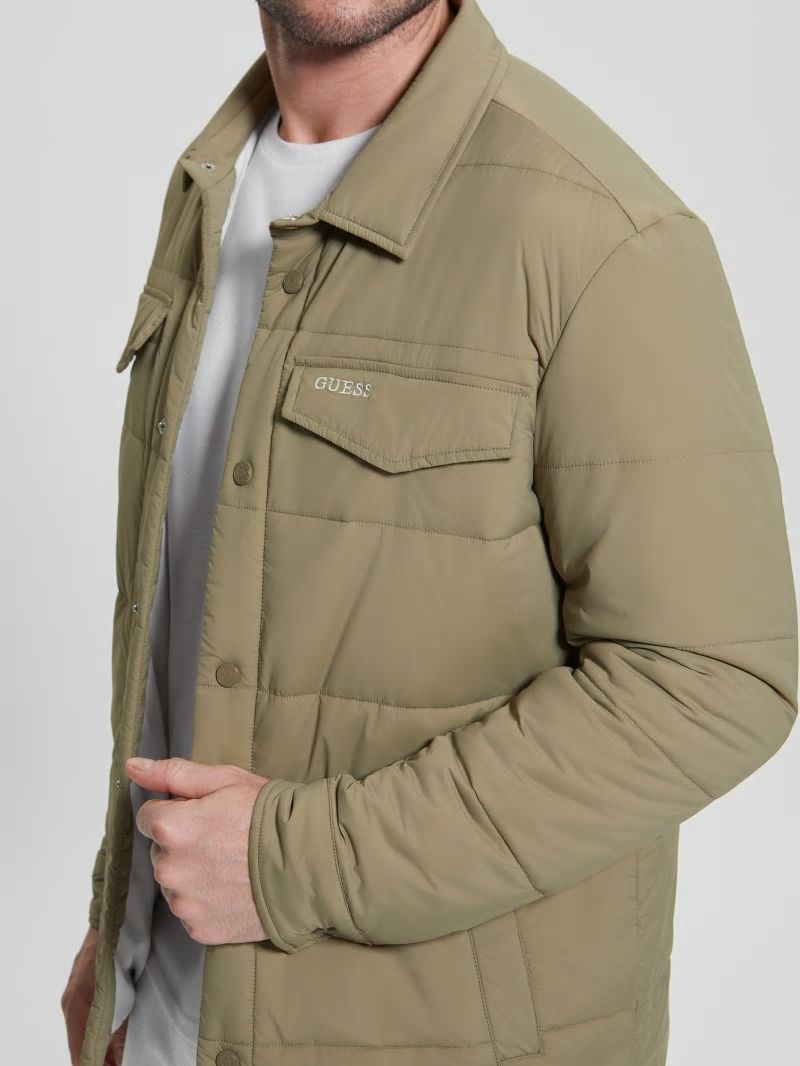 Guess Eco Quilted Shacket - Khaki Way Guess Eco Quilted Shacket - Khaki Way