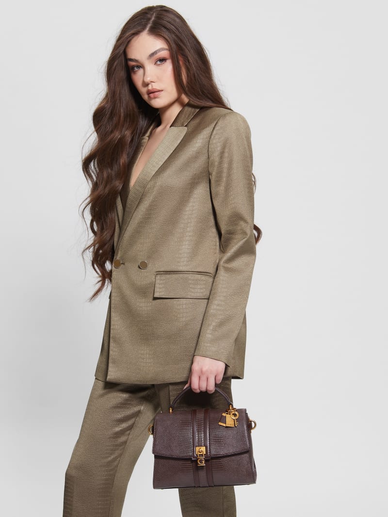 Guess Ginevra Textured Top Handle Crossbody - Brown Guess Ginevra Textured Top Handle Crossbody - Brown