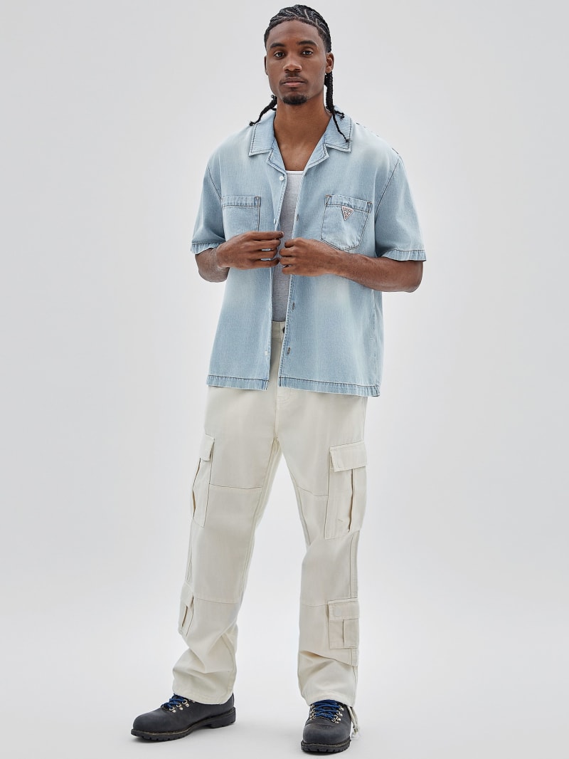 Guess GUESS Originals Denim Camp Shirt - Go Lt Wash Denim Shirt Guess GUESS Originals Denim Camp Shirt - Go Lt Wash Denim Shirt