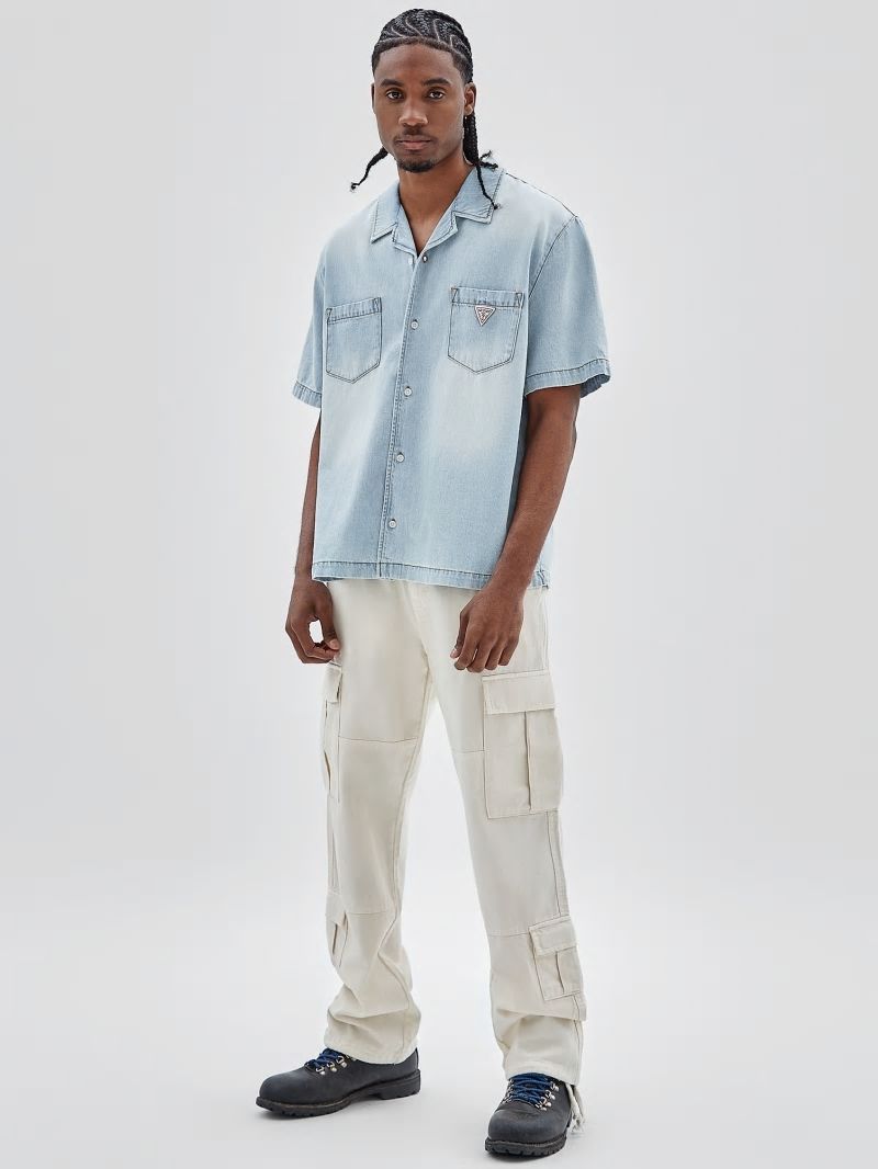 Guess GUESS Originals Denim Camp Shirt - Go Lt Wash Denim Shirt Guess GUESS Originals Denim Camp Shirt - Go Lt Wash Denim Shirt
