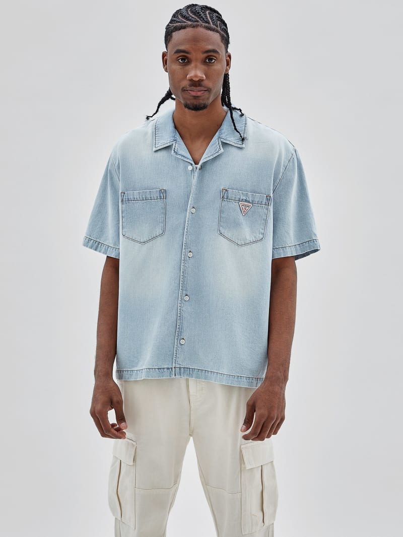 Guess GUESS Originals Denim Camp Shirt - Go Lt Wash Denim Shirt Guess GUESS Originals Denim Camp Shirt - Go Lt Wash Denim Shirt
