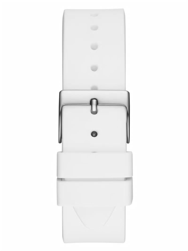 Guess Silver-Tone and White Colored Crystal Multifunction Watch - White Multi Guess Silver-Tone and White Colored Crystal Multifunction Watch - White Multi