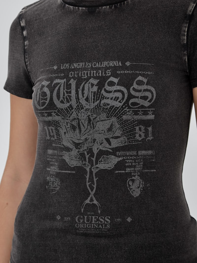 Guess GUESS Originals Rose Regular Tee - Jet Black Multi Guess GUESS Originals Rose Regular Tee - Jet Black Multi