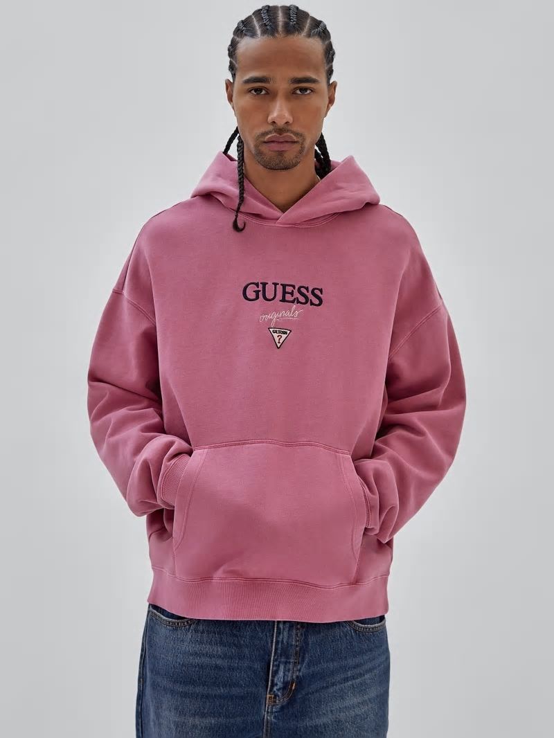Guess GUESS Originals Baker Logo Hoodie - Distressed Damson Multi Guess GUESS Originals Baker Logo Hoodie - Distressed Damson Multi