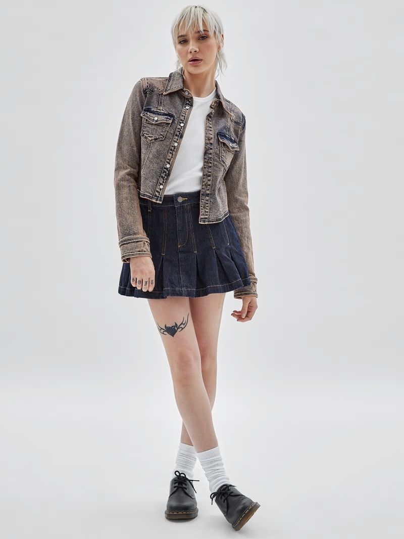 Guess GUESS Originals Denim Western Jacket - Go Pink Acid Wash Guess GUESS Originals Denim Western Jacket - Go Pink Acid Wash
