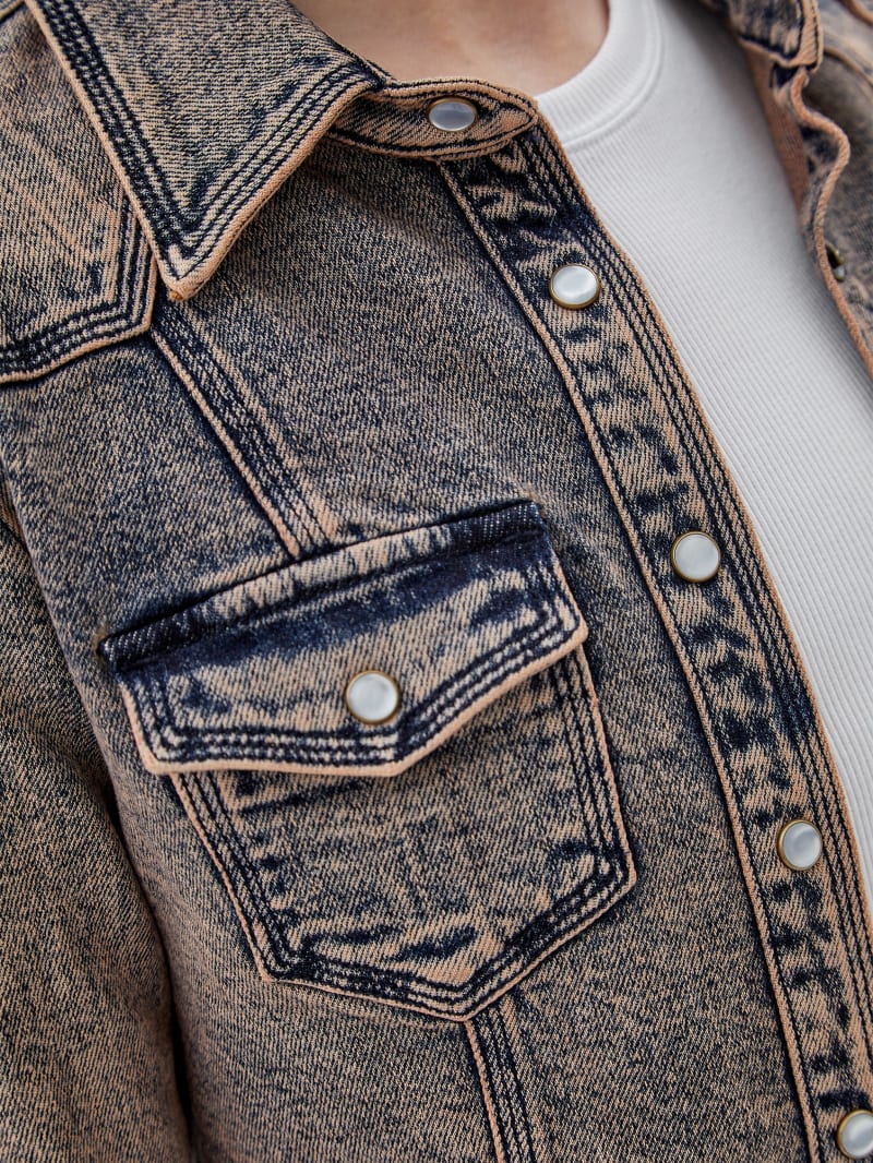 Guess GUESS Originals Denim Western Jacket - Go Pink Acid Wash Guess GUESS Originals Denim Western Jacket - Go Pink Acid Wash