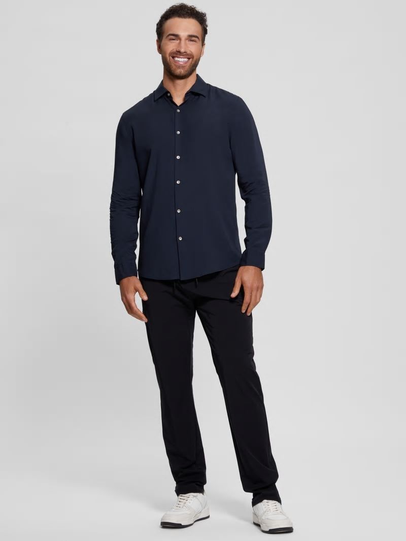 Guess Eco Sunset Long-Sleeve Shirt - Bleu éLéGant Guess Eco Sunset Long-Sleeve Shirt - Bleu éLéGant