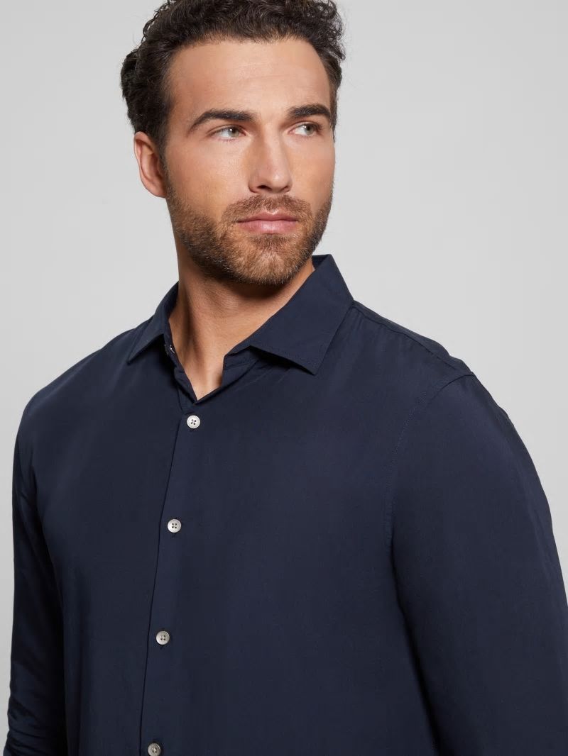 Guess Eco Sunset Long-Sleeve Shirt - Bleu éLéGant Guess Eco Sunset Long-Sleeve Shirt - Bleu éLéGant