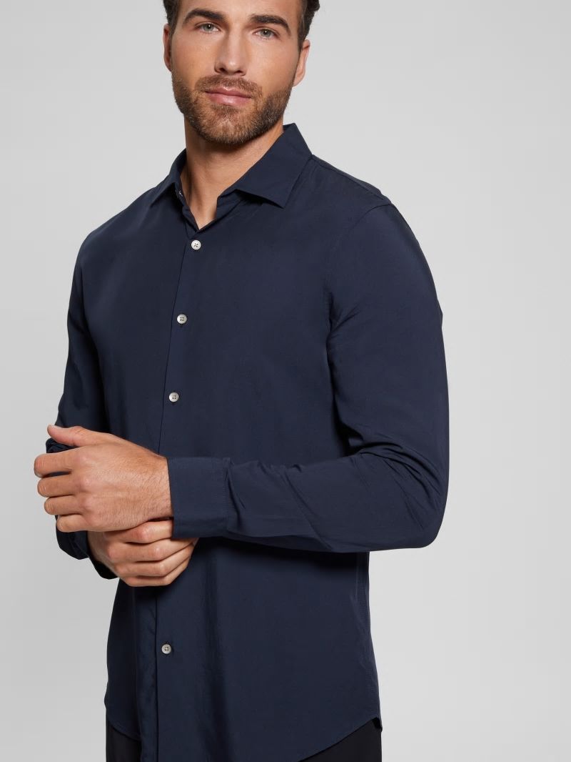 Guess Eco Sunset Long-Sleeve Shirt - Bleu éLéGant Guess Eco Sunset Long-Sleeve Shirt - Bleu éLéGant