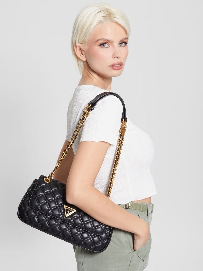 Guess Giully Quilted Convertible Crossbody - Black Floral Print Guess Giully Quilted Convertible Crossbody - Black Floral Print