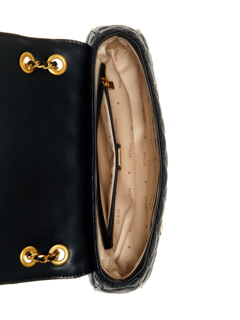Guess Giully Quilted Convertible Crossbody - Black Floral Print Guess Giully Quilted Convertible Crossbody - Black Floral Print