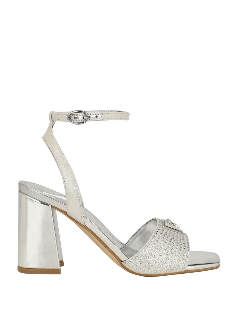 Guess Gelya Triangle Blocked Heels - Silver 040 Guess Gelya Triangle Blocked Heels - Silver 040