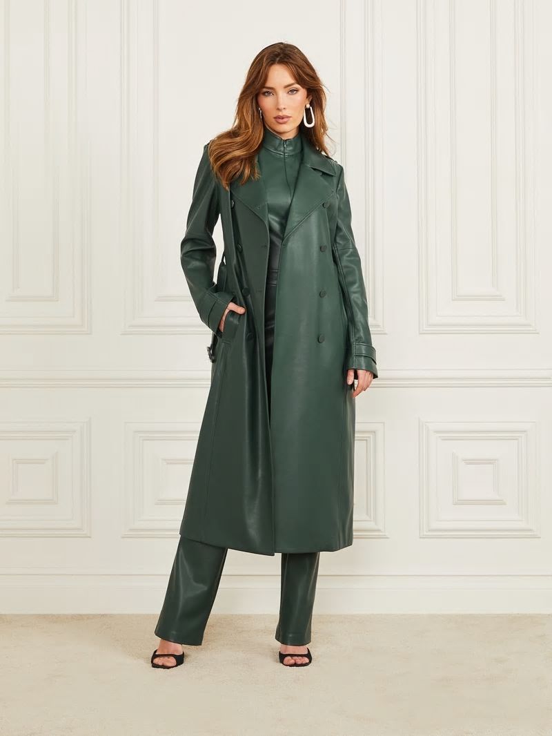 Guess Freya Faux-Leather Trench Coat - Alpine Grove Guess Freya Faux-Leather Trench Coat - Alpine Grove
