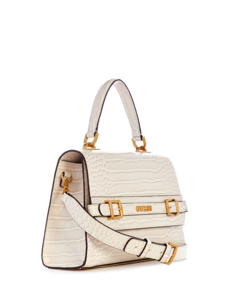 Guess Sestri Crocodile-Embossed Crossbody - White Guess Sestri Crocodile-Embossed Crossbody - White
