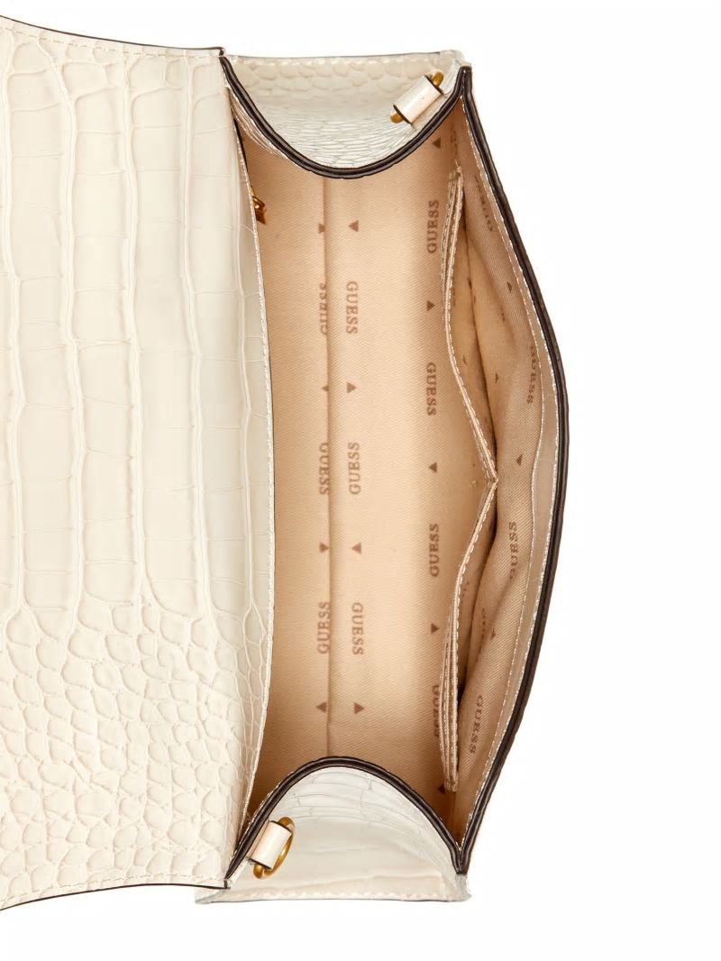 Guess Sestri Crocodile-Embossed Crossbody - White Guess Sestri Crocodile-Embossed Crossbody - White