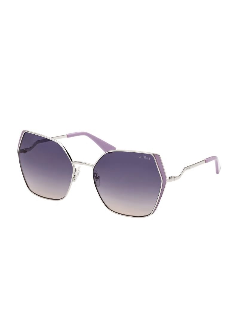 Guess Oversized Metal Geometric Sunglasses - Wht/Silver Guess Oversized Metal Geometric Sunglasses - Wht/Silver