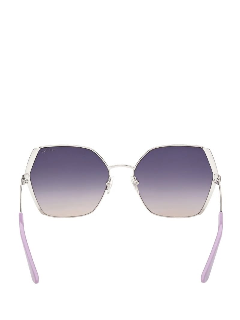 Guess Oversized Metal Geometric Sunglasses - Wht/Silver Guess Oversized Metal Geometric Sunglasses - Wht/Silver