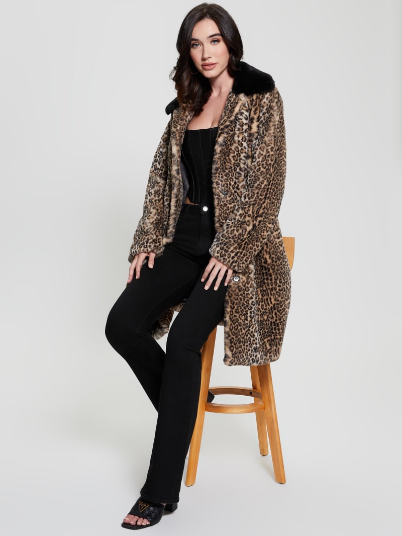 Guess Petra Faux-Fur Leopard Coat - Natural Leo Combo Guess Petra Faux-Fur Leopard Coat - Natural Leo Combo