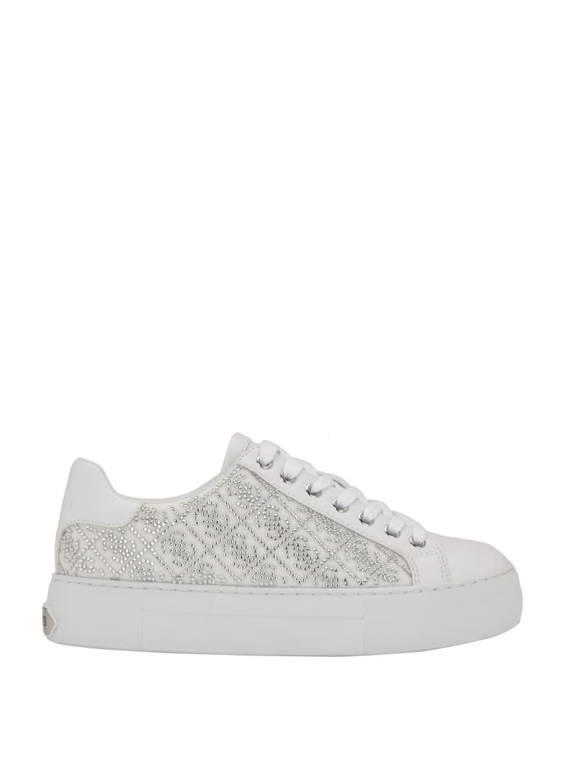Guess Gelsen Rhinestone Logo Low-Top Sneakers - Silver 040 Guess Gelsen Rhinestone Logo Low-Top Sneakers - Silver 040