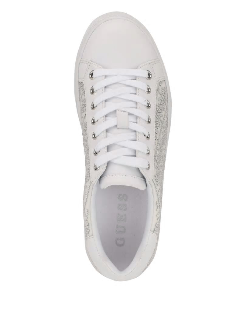 Guess Gelsen Rhinestone Logo Low-Top Sneakers - Silver 040 Guess Gelsen Rhinestone Logo Low-Top Sneakers - Silver 040