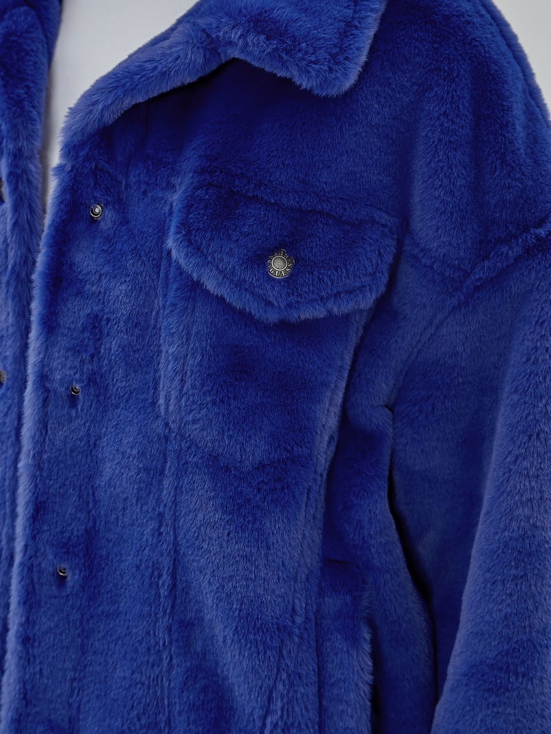 Guess GUESS Originals Oversized Fur Jacket - Blue Soul Guess GUESS Originals Oversized Fur Jacket - Blue Soul