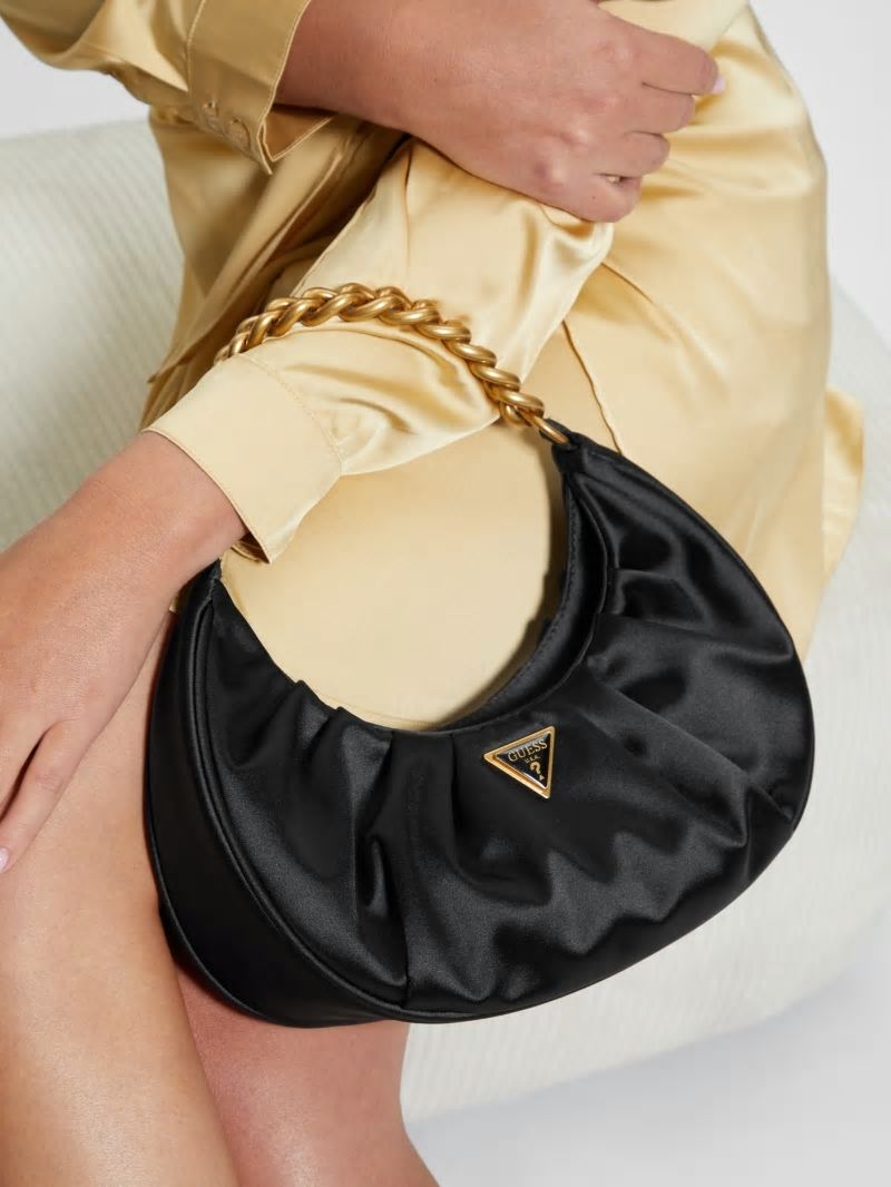 Guess Tori Satin Shoulder Bag - Black Guess Tori Satin Shoulder Bag - Black