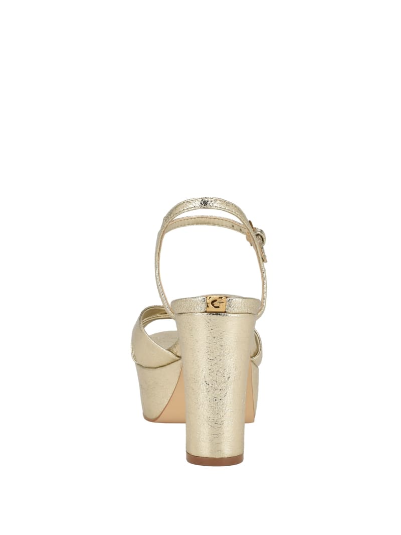 Guess Haylo Crisscross Platform Block Heels - Gold Guess Haylo Crisscross Platform Block Heels - Gold
