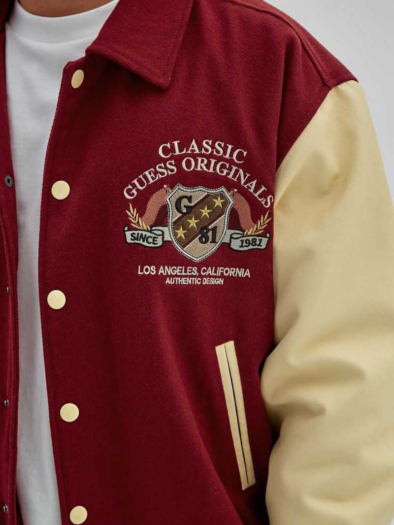Guess GUESS Originals Authentic Letterman Jacket - Dark Jam Red Guess GUESS Originals Authentic Letterman Jacket - Dark Jam Red