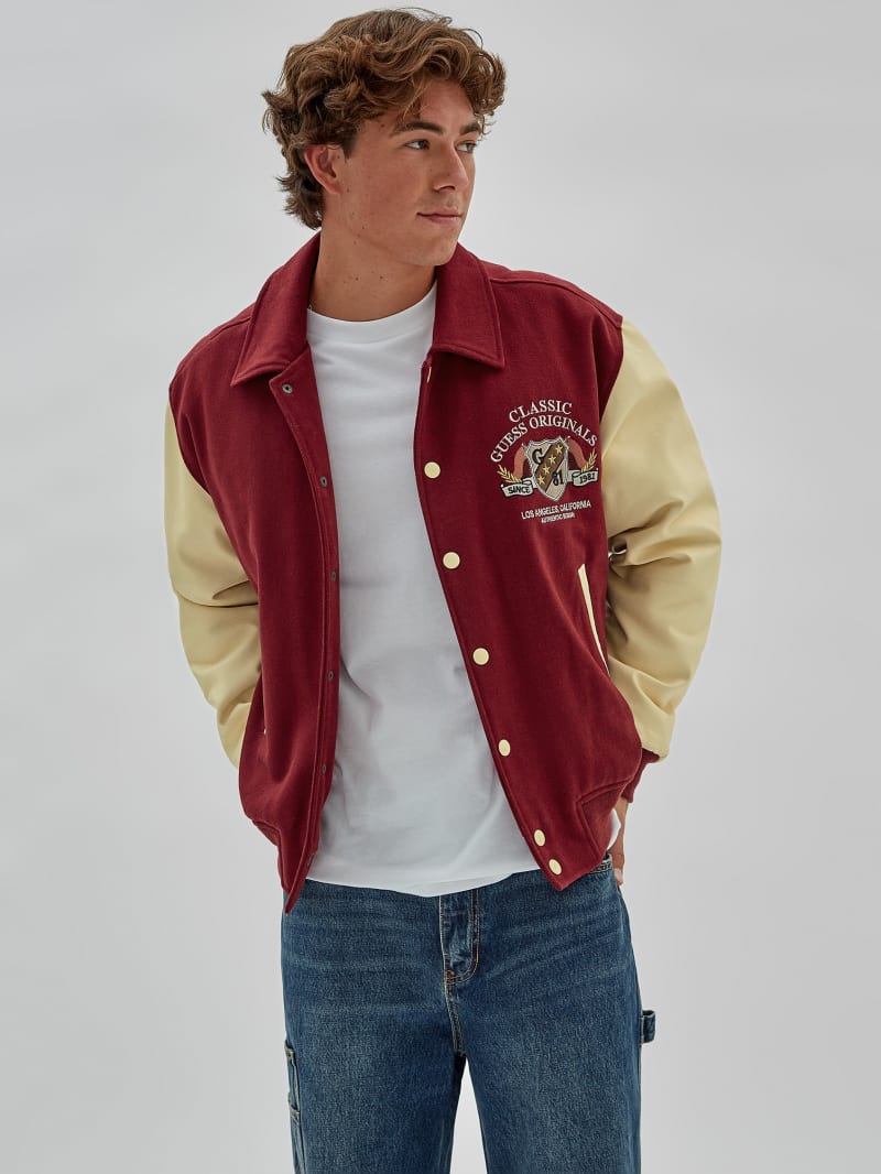 Guess GUESS Originals Authentic Letterman Jacket - Dark Jam Red Guess GUESS Originals Authentic Letterman Jacket - Dark Jam Red