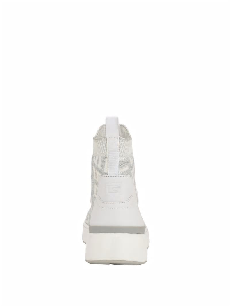 Guess Mannen Logo Knit High-Top Sneakers - Wht Floral Guess Mannen Logo Knit High-Top Sneakers - Wht Floral